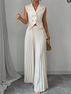 Pleated Pants Vest Grace Commuting Set 2-piece Sets