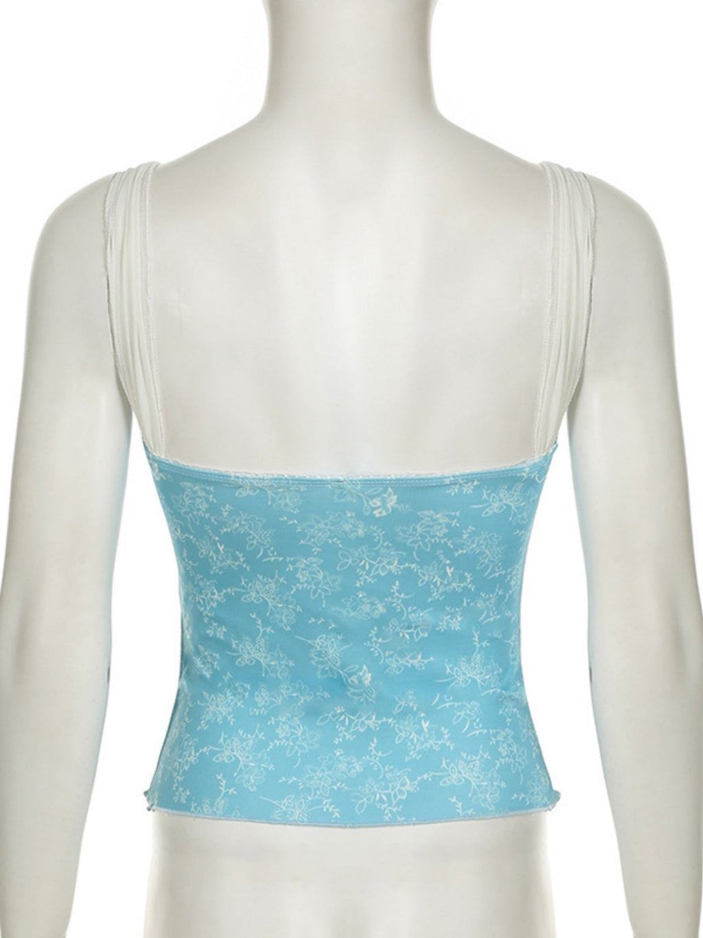 Lace Trim Bow Print Slimming And Waist-cinching Backless Tank Top