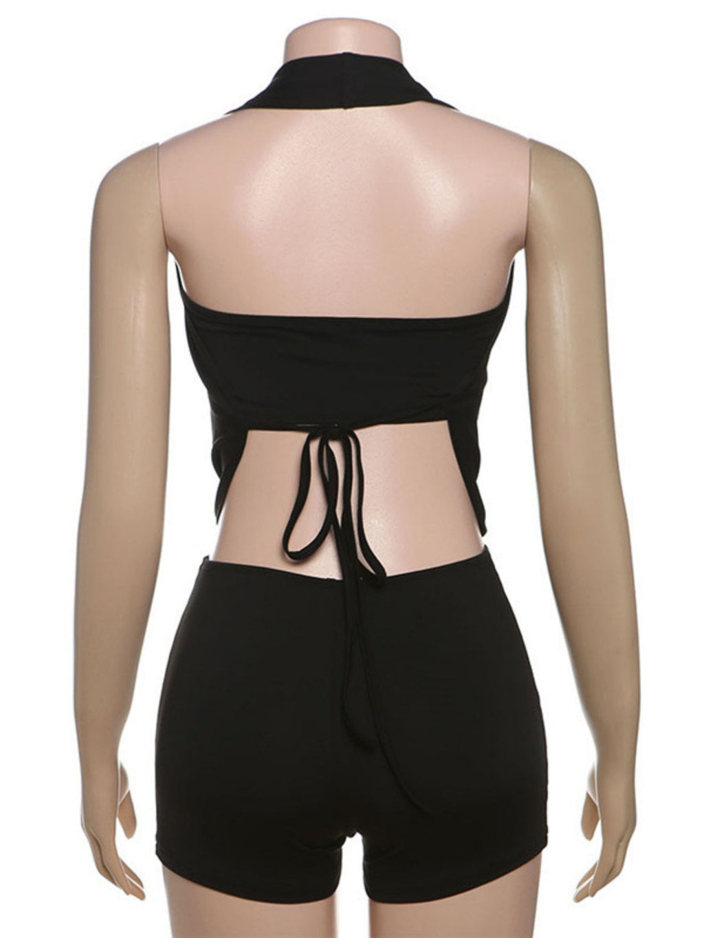 Strapless Halter Neck Deep V-neck Backless Tie Jumpsuits