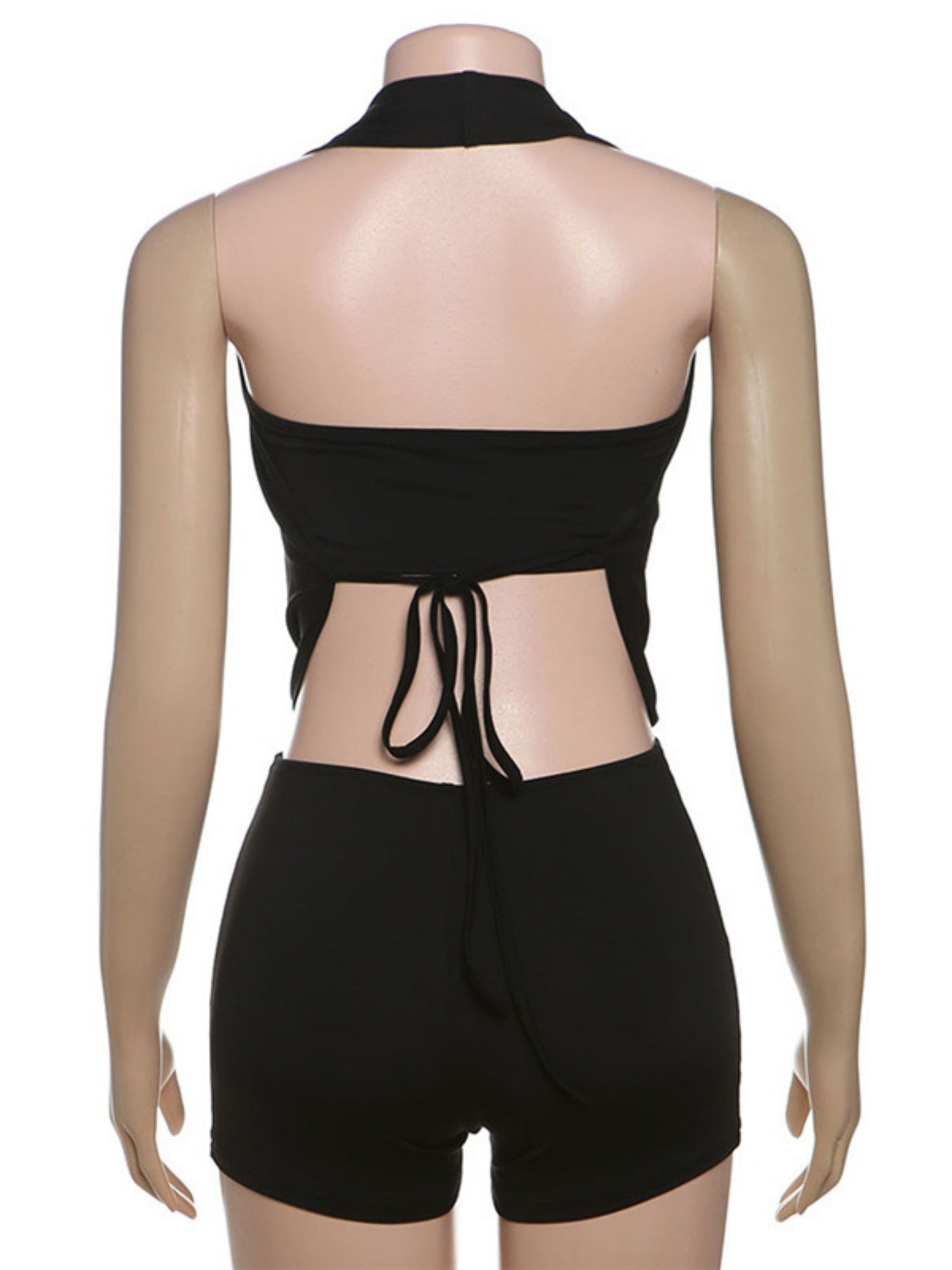 Strapless Halter Neck Deep V-neck Backless Tie Jumpsuits