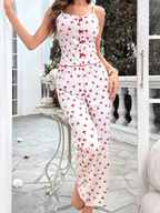 Mesh Patchwork Printed Camisole Nightgown