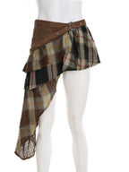 Plaid Patchwork Irregular Hem Short Skirt