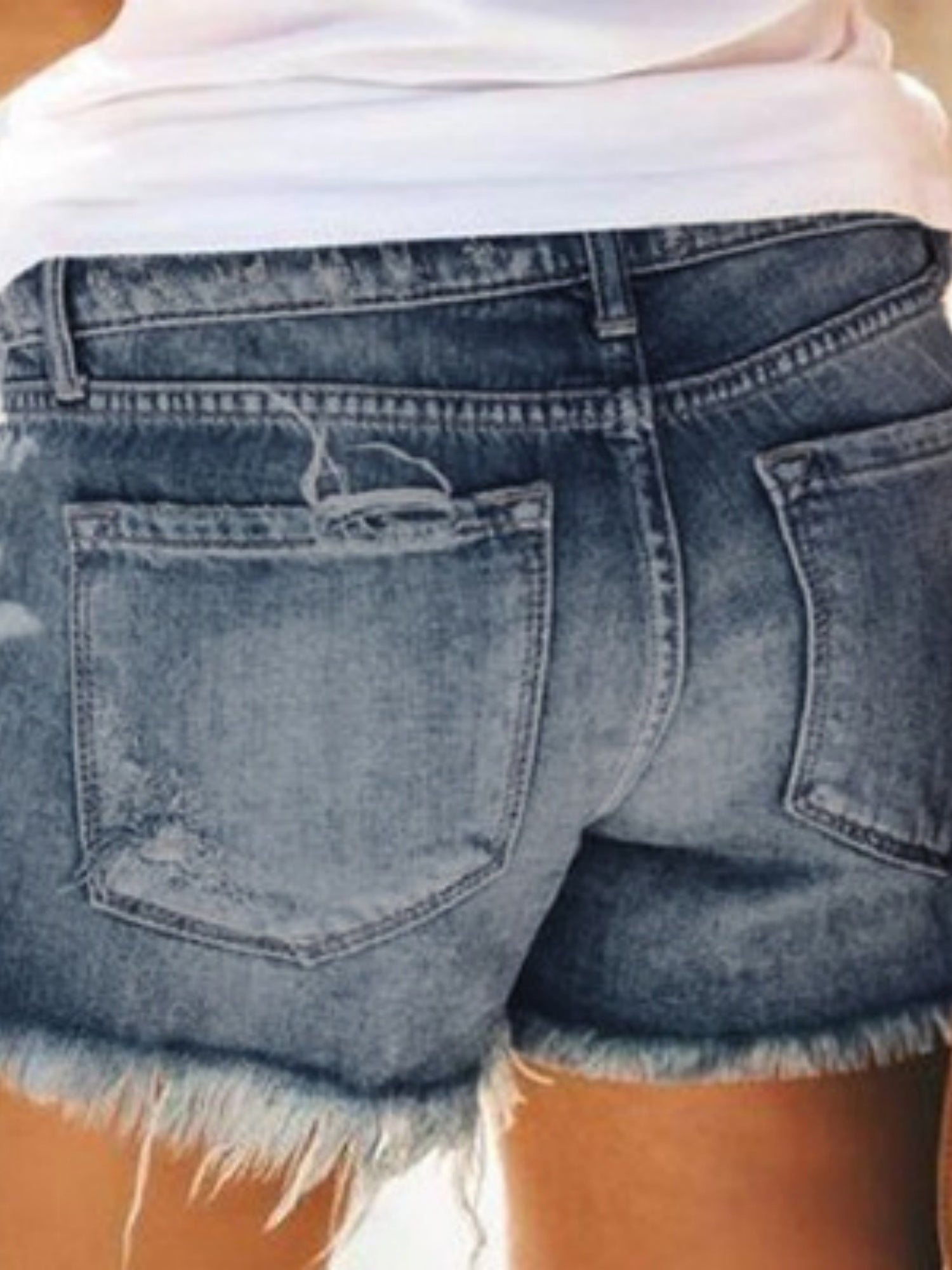 Denim Hole Tassel Shorts
