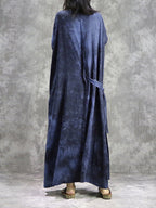 Tie Dye Drawstring Plus Size Maxi Dress