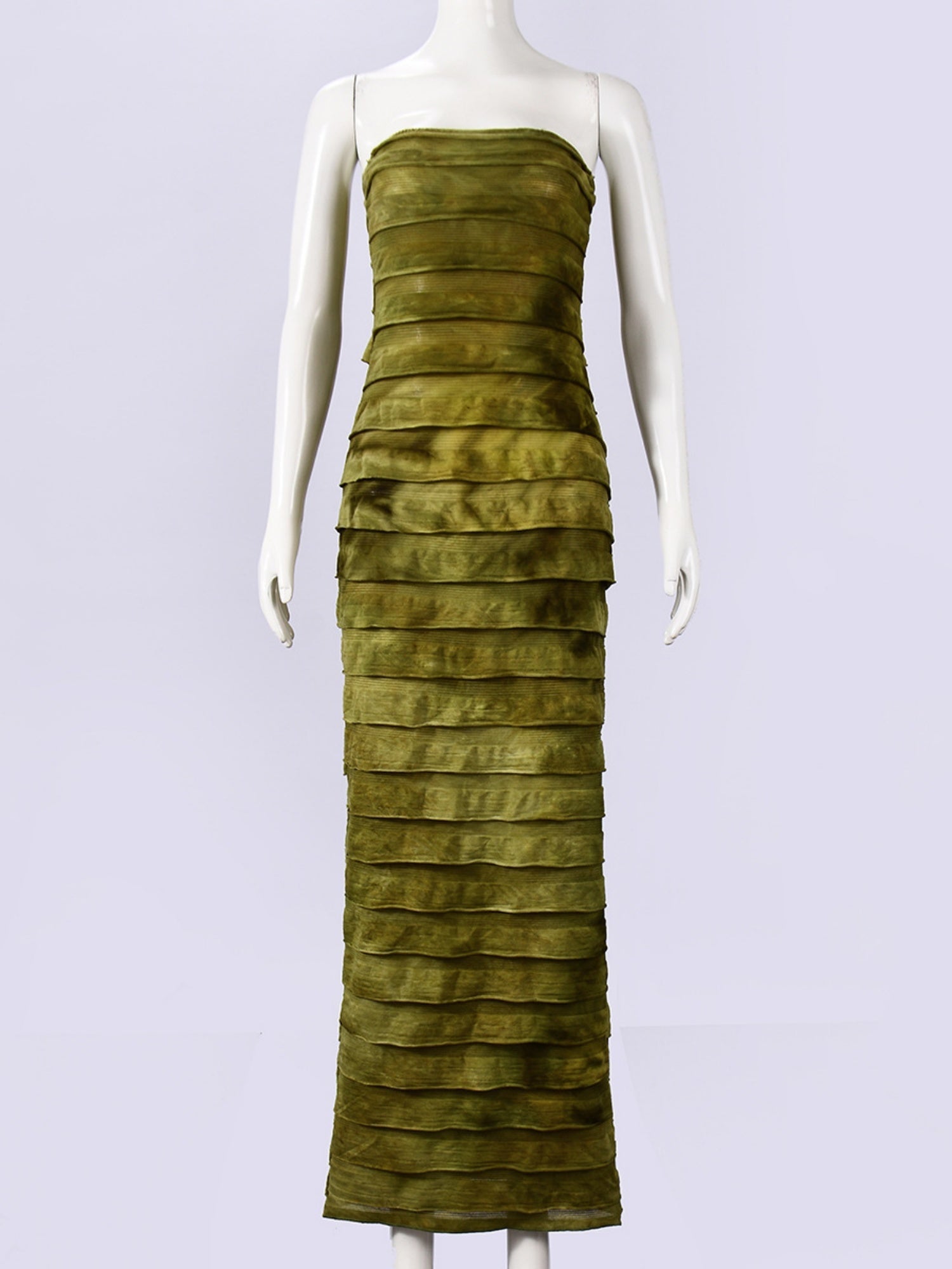 Tie-dye Splicing Strapless Backless Maxi Dresses