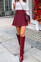 High Waist Pleated A-line Mini Skirt