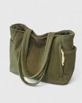 | Ribbed Tote Bag in Luxurious Material with Cord Detail