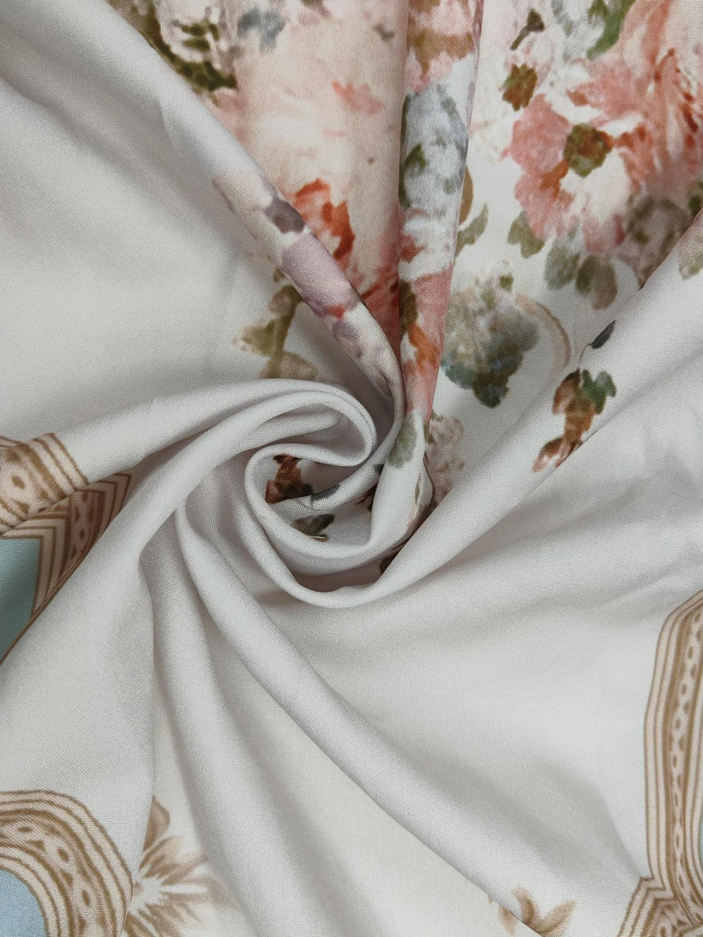Floral Print V-neck Lantern Sleeves Maxi Dresses