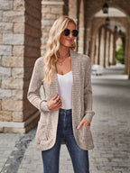 Roughed Ribs Leisure Splicing Long Sleeve Cardigans