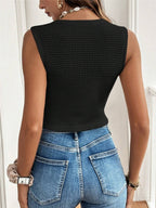V-neck Sleeveless Three Buttons Women's Vest