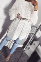 Cable Knit Turtleneck Mini Sweater Dress
