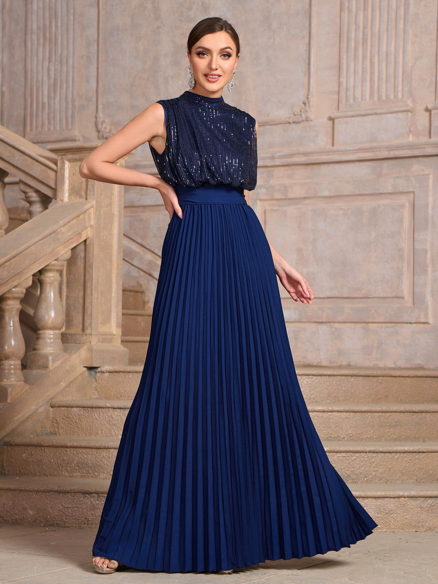 Sequins Crimp Banquet Formal Dress Party Wedding Backless Maxi Dresses