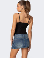 Openwork Collar Beaded Suspenders Tank Tops