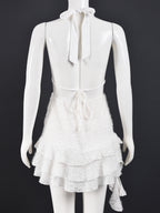 Hollow Out Deep V Neck Strap Tutu Backless Mini&Short Dresses