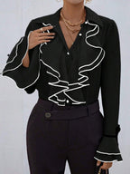 Ruffle Bell Sleeves Blouse&Shirts