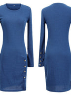 Buttons Bodycon Dress Long Sleeve Mini&Short Dresses