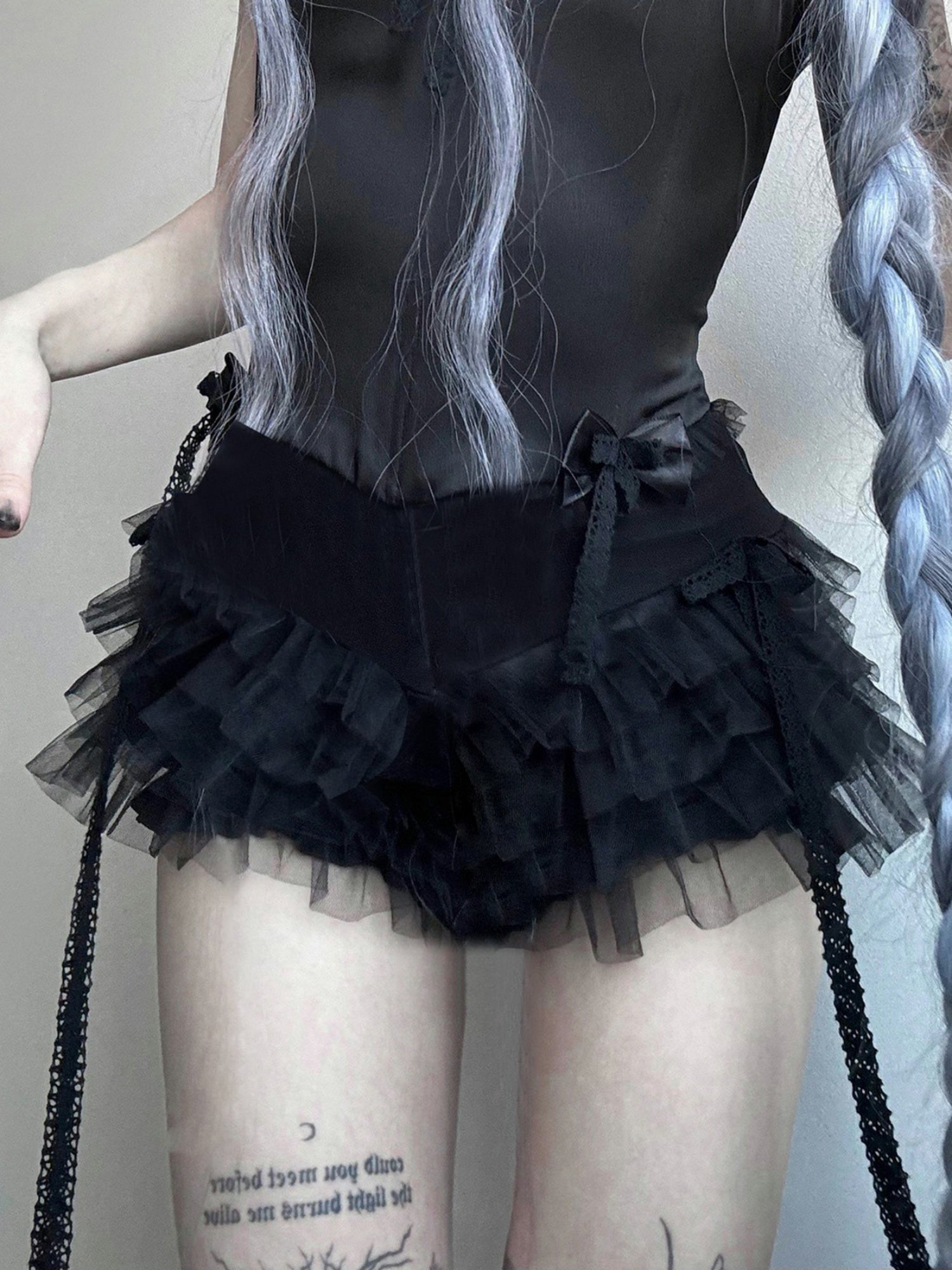 Lace Patchwork Layered High Waist Cake Shorts