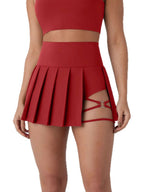 Irregular Pleated Skirt Round Button Skirts