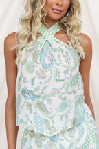 Halter Neck Paisley Print Top