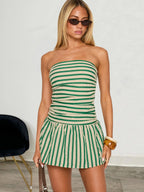 Stripes Backless Strapless Mini&Short Dresses