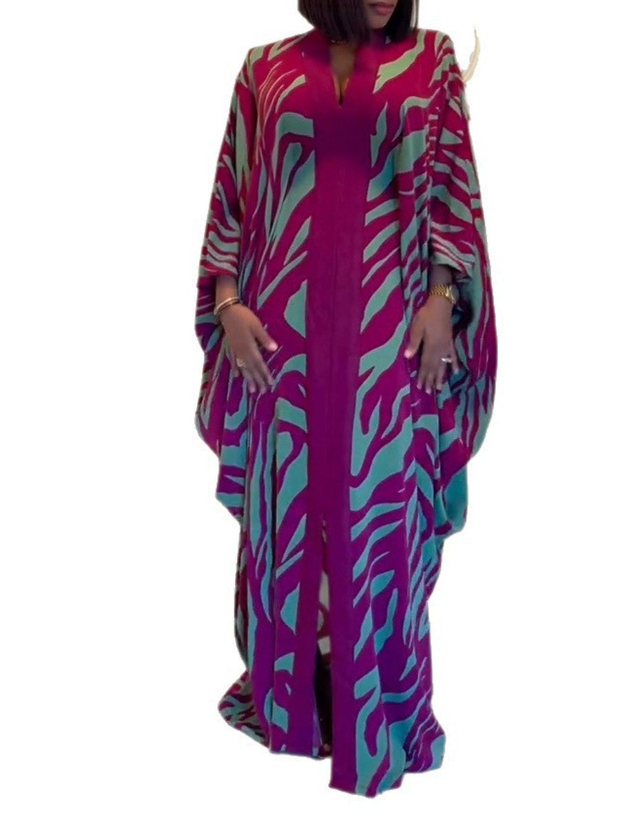 Printed Cloak Cardigan Leisure Robe Maxi Dresses