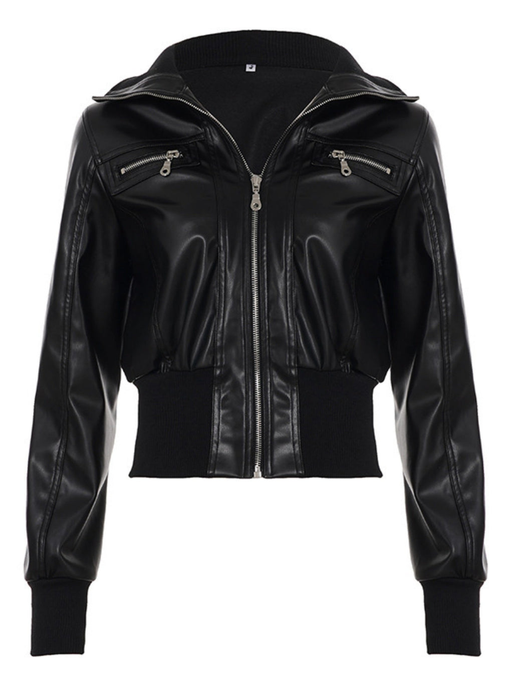 PU Leather Lapel Pocket Patchwork Slim Fit Jackets