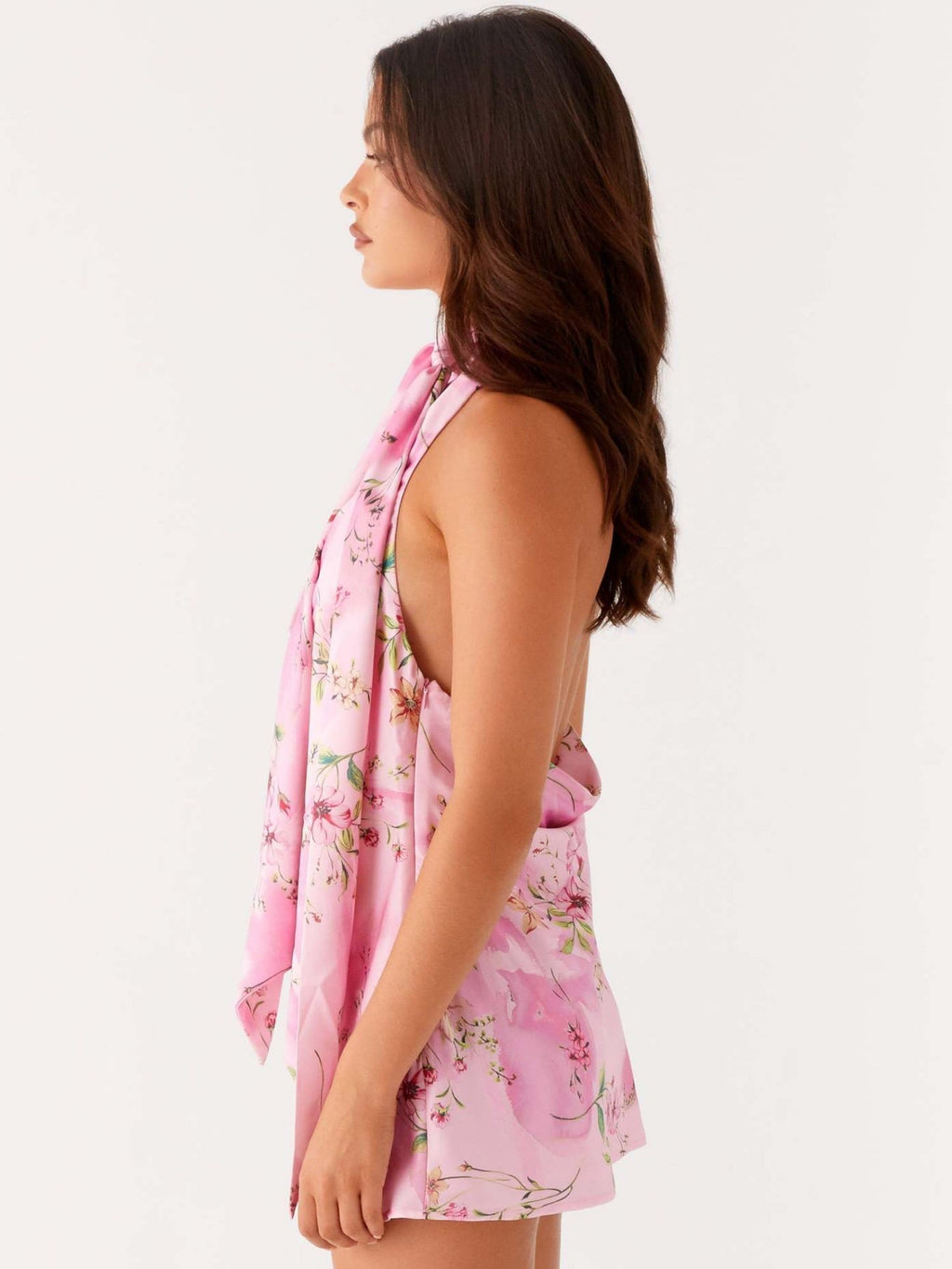 Floral Print Halter Neck And Backless Mini&Short Dresses