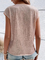 Sequins Round Neck Sleeveless Tank Tops