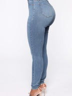 Water-washed Distressed Whitening Stretch High-waisted And Slimming Pencil Pants Jeans