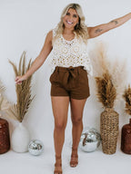 Loose Crochet Vest Sheer Top