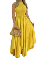 Halter Sleeveless Irregular Hem Temperament Vacation Parties Maxi Dresses