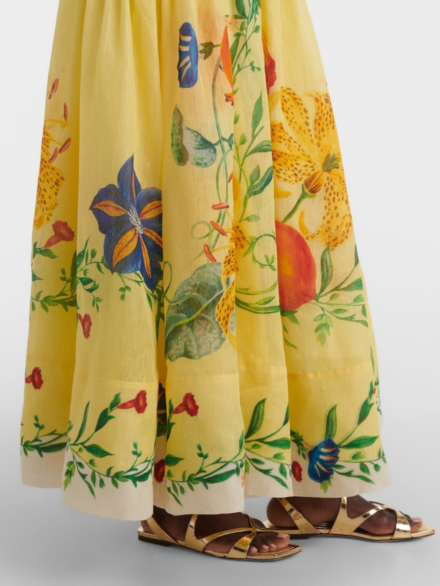 Printed Halter Neck Deep V-neck Backless Large Skirt Maxi Dresses