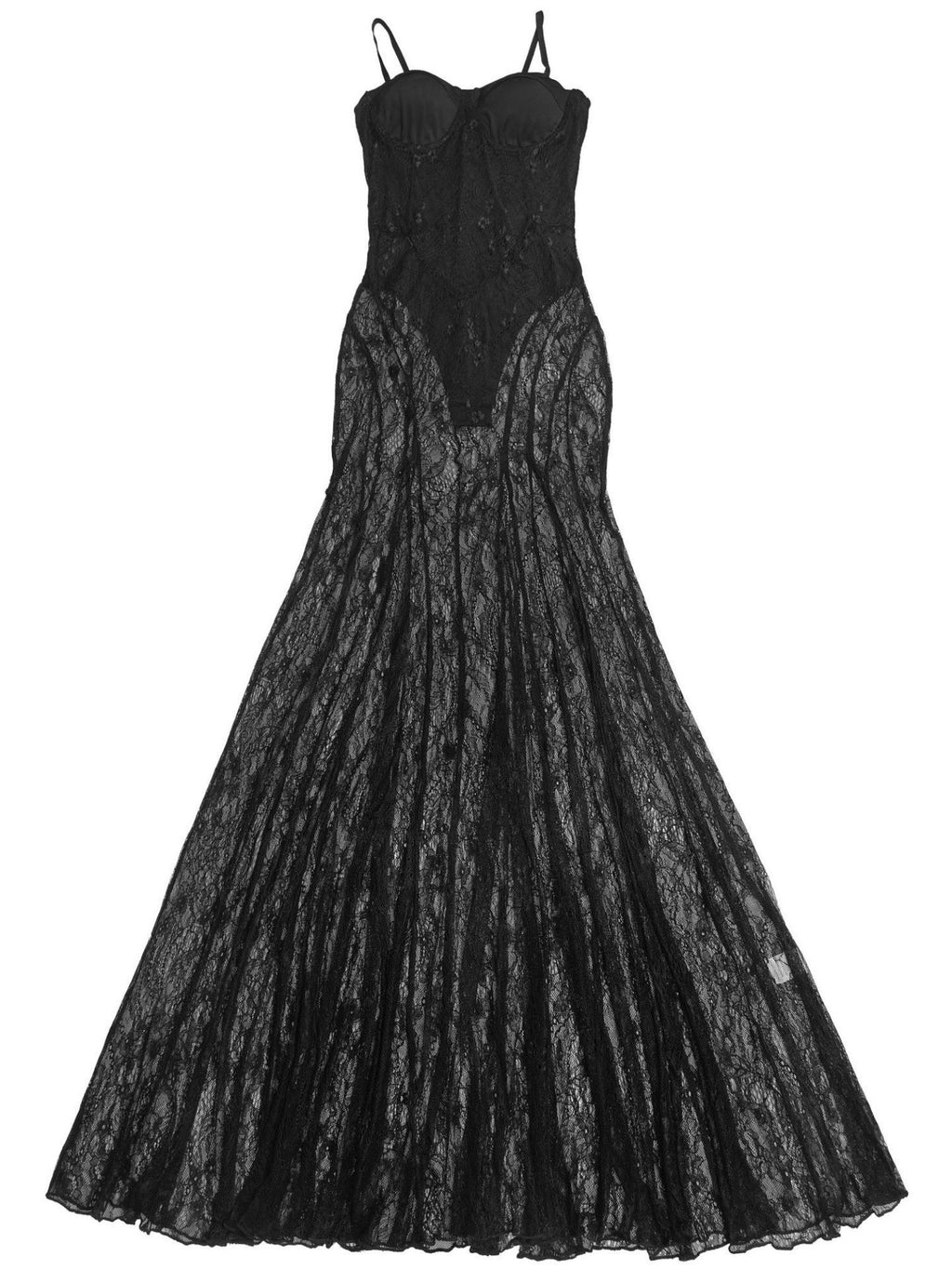 Lace Patchwork Evening Gown See-through Backless Camisoles Maxi Dresses