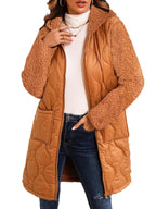 Long Cardigan Pockets Splicing Cotton Clothes Hooded Jacket