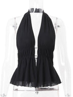 Hollow Out Neckband Straps Backless Tank Tops