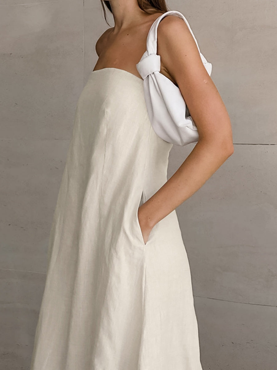 Cotton Blend Temperament Tube Top Loose-fit Home Vacation Mini&Short Dresses