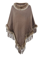 Knitting Tassel Hood Loose Cloak Shawl Sweaters