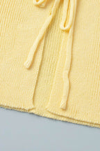 Tie-up Flare Sleeve Cardigan Knitted Skirt Set