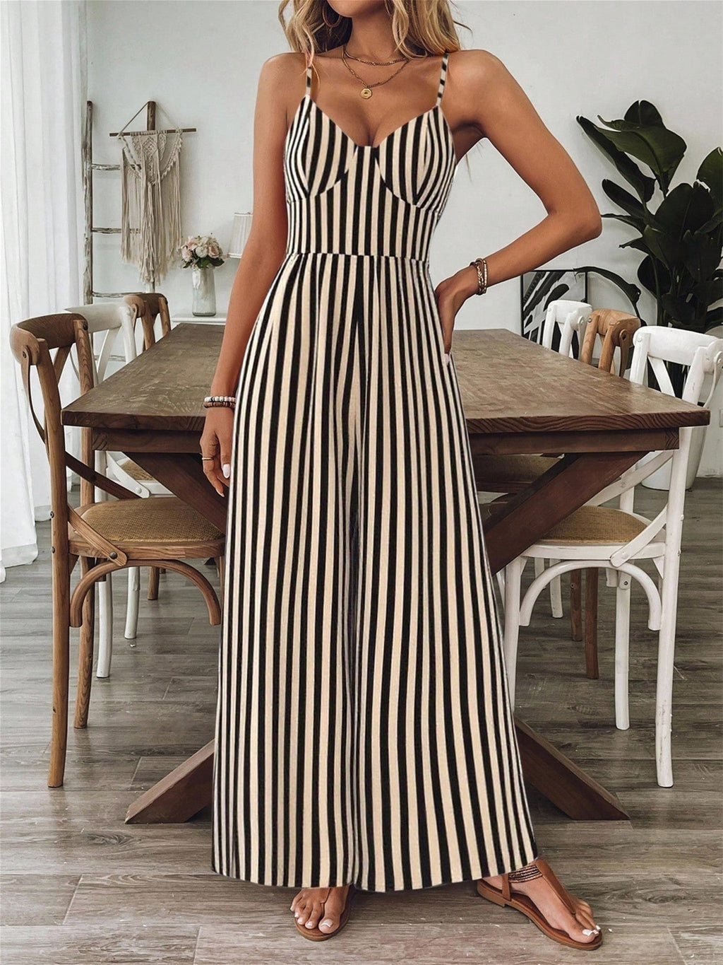 Retro Print Loose Jumpsuit