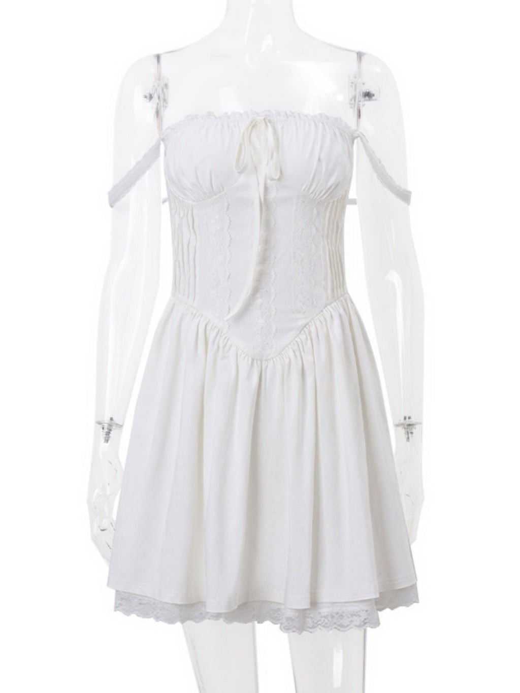 Lace Trim Low-cut Waist Corset Camisoles Mini&Short Dresses