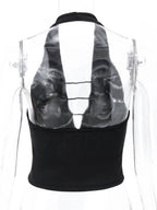 Hollow Out Neckband Straps Backless Tank Tops