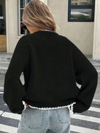 Bow Tie Color-blocked Cardigans