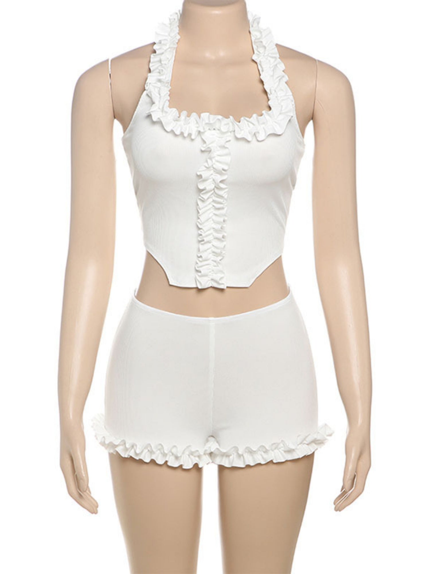 Ruffle Halter Top Shorts 2-piece Sets