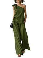 Bandage Jacket Wide-leg Pants Set 2-piece Sets