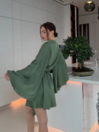 V-neck Thin Strap Nightgown Lazy Style Parties Mini&Short Dresses