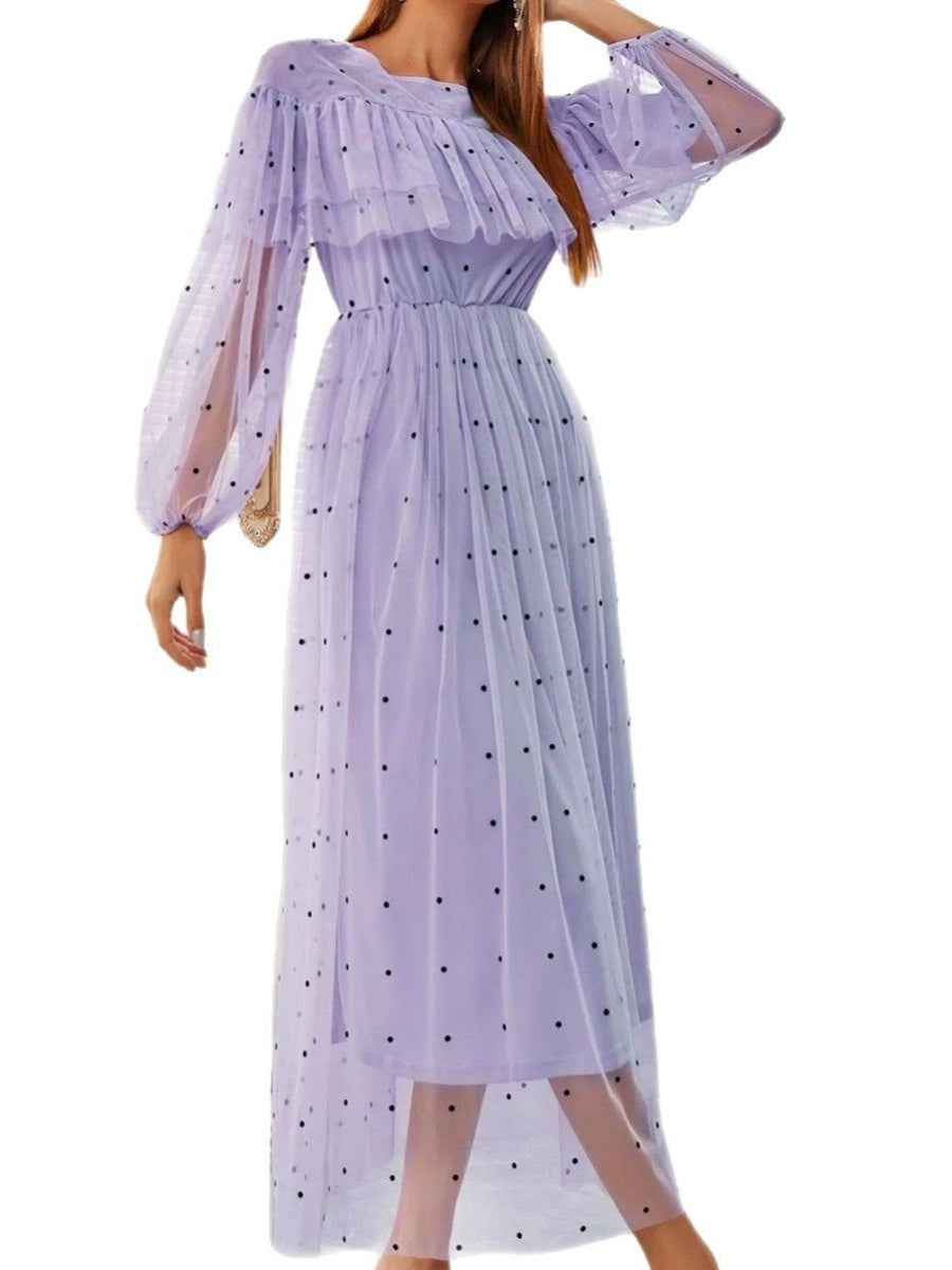 Mesh Polka Dots Maxi Dresses