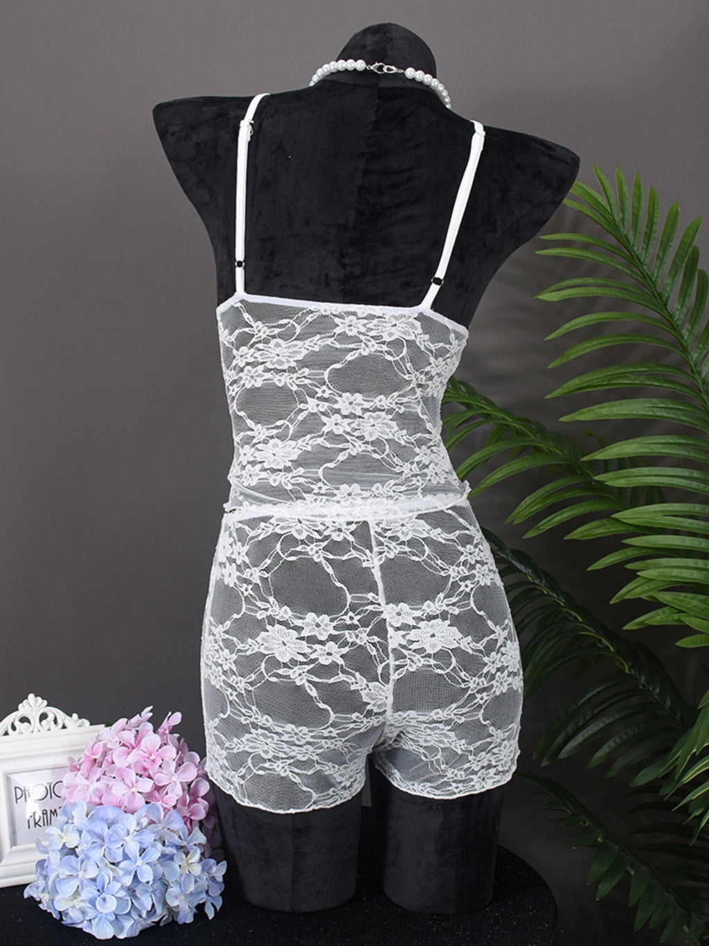 Lace See-through Tank Top And Shorts 2-piece Sets