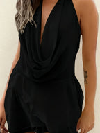 Deep V Swing Collar Chiffon Halter Reunion Mini&Short Dresses