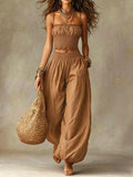 Bandeau Cropped Camisoles Lantern Pants Set 2-piece Sets