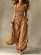 Bandeau Cropped Camisoles Lantern Pants Set 2-piece Sets